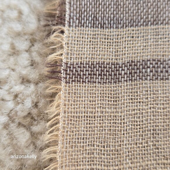 Wool Lightweight Tan Plaid Scarf - Picture 9 of 14